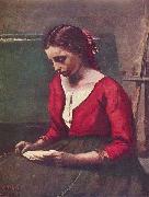 Lesendes Madchen in rotem Trikot
